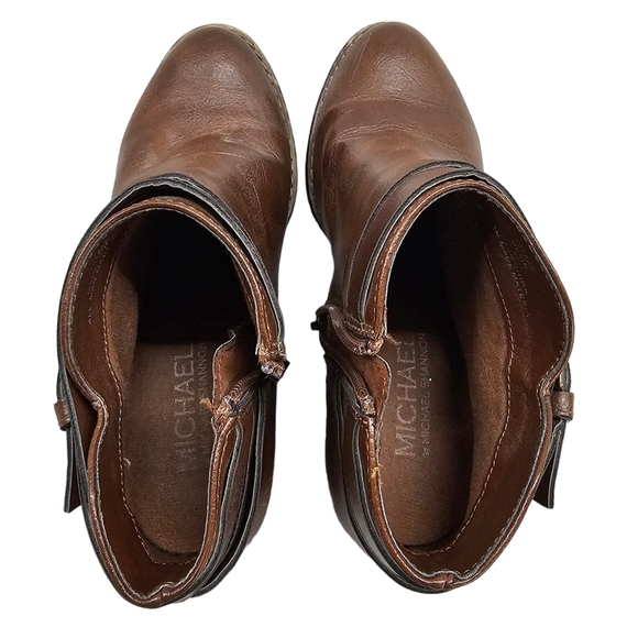 Michael by Michael Shannon Ankle Boots Womens Size 5.5 Brown Heeled Faux Leather - Picture 6 of 13